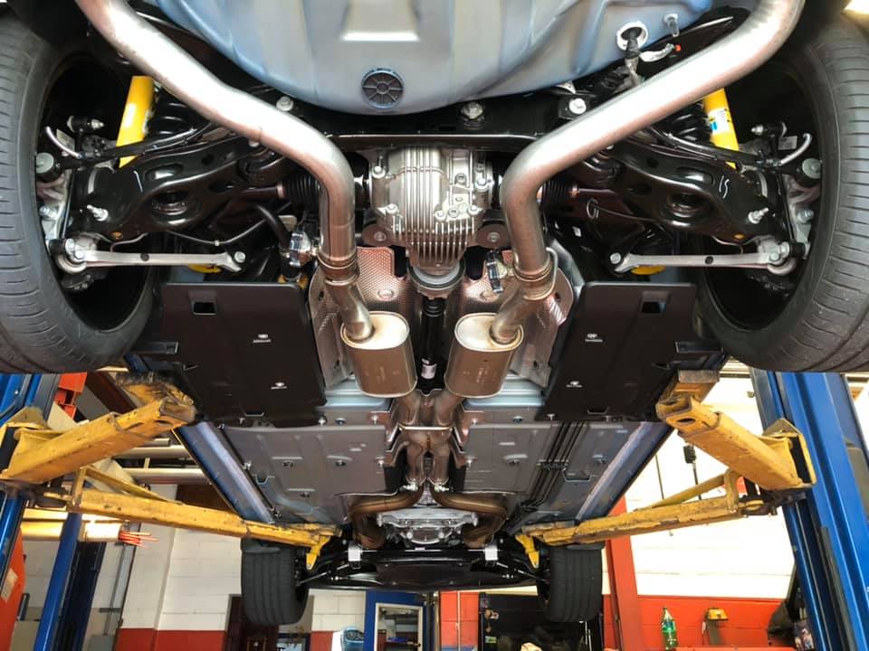 Detailed clean undercarriage and exhaust system